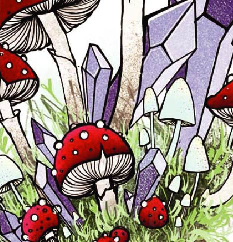 A whimsical mushrooms illustration